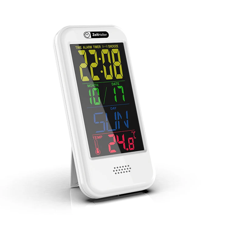 

Gift Color Screen Lcd Children snooze Temperature manual calendar clock, White + black