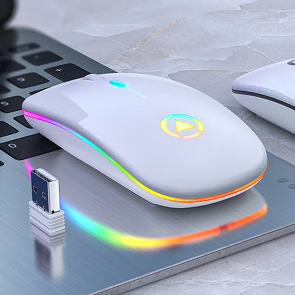 

Wireless Mouse BT RGB Rechargeable Mice Wireless Computer Silent Mouse LED Backlit Ergonomic Gaming Mouse For Laptop PC