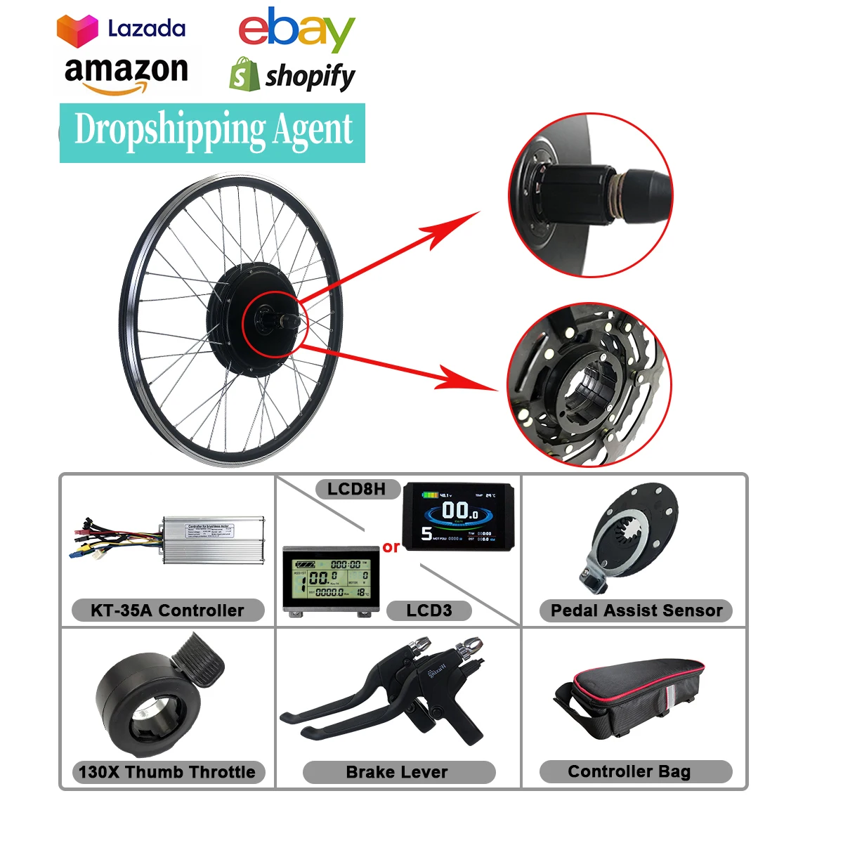 

20inch -28inch 700C 48V1500W Electric Bicycle Brushless Hub Motor for Ebike Conversion Kit Rear Motor Wheel