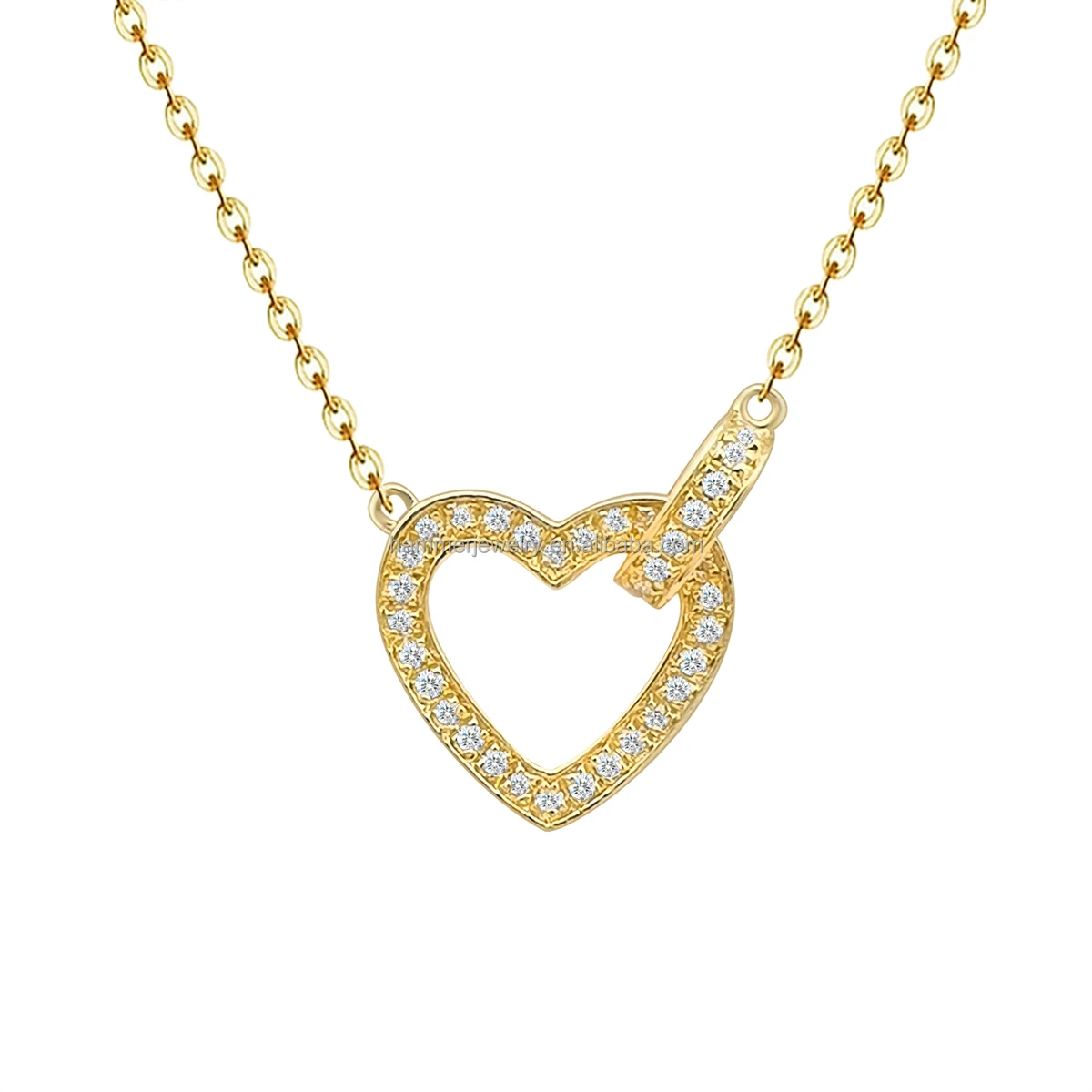 

Wholesale 18k Pure Real Diamond Necklace AU750 Gold Heart Pendant Personalized necklace Women Jewelry