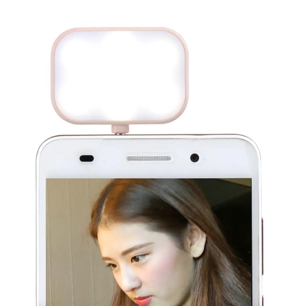 

LED Selfie Light Supplement Brightness Photo Light Makeup Beauty Video Lamp for Mobile Phones, White, pink