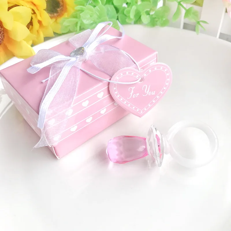 

Wholesales Choice Crystal Collection Pink Pacifier Adornment In Gift Box Newborn Baptism Crystal Souvenir Baby Shower Favors