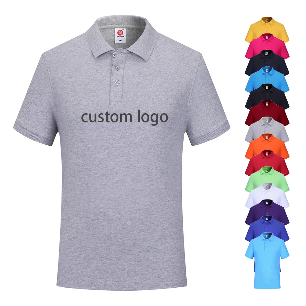 
Custom logo print plain white 100% cotton unisex men women polo collar neck t shirt for school uniform with wholesale price 