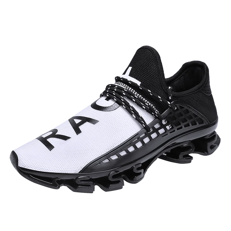 

2020 new TPU sole fly weaving upper slip on breathable fashion sport running casual men running shoe footwear oem service china, Black-white