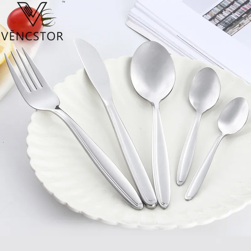 

Stock Wholesale Restaurant Silverware knife spoon and fork stainless steel cutlery, Silver