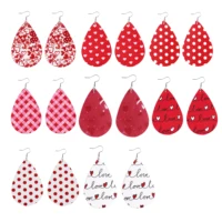 

Fashion Lightweight Heart Pattern Love Teardrop Shape Leather Valentine's day Earrings