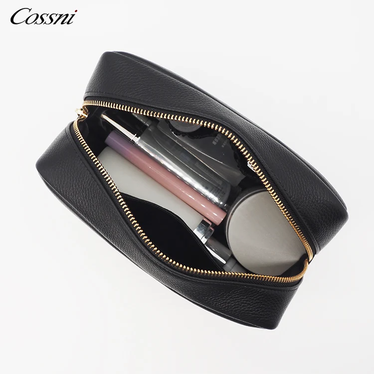

Luxury Genuine Cow Pebble Leather Wash Bag Lady Travel Toiletry Bag Cosmetic Pouch, Customized