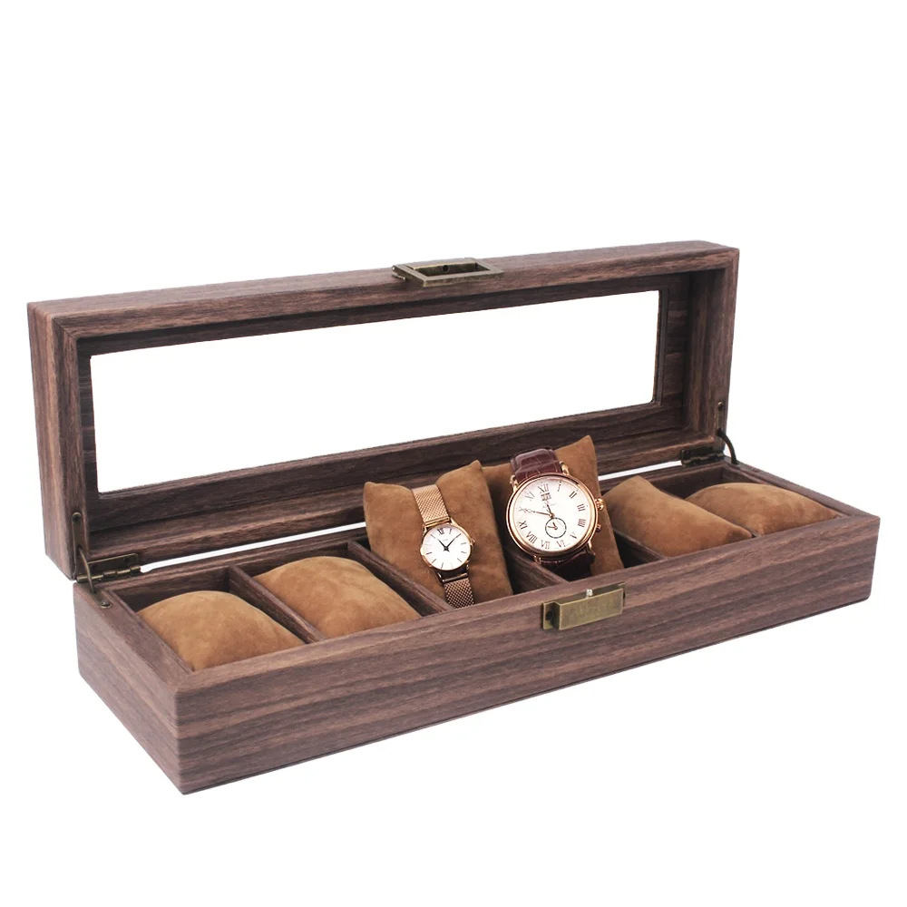 

Wooden Watch Box PU Leather Luxury Brown Storage High Quantity In Stock Luxury Watch Box 6 Slots 10 Slots