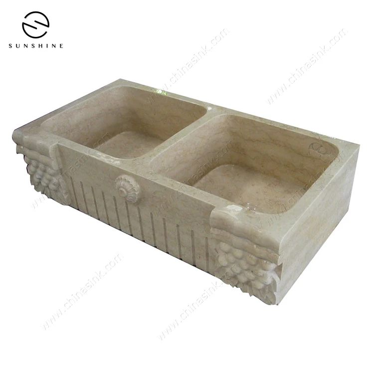 Genuine Egypt Galala Marble Stone Under Mounted Apron Kitchen Farmhouse Sink