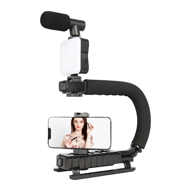 

AY49U vlogging kit with microphonr mini fill light phone holder for conference video camera tiktok live streaming