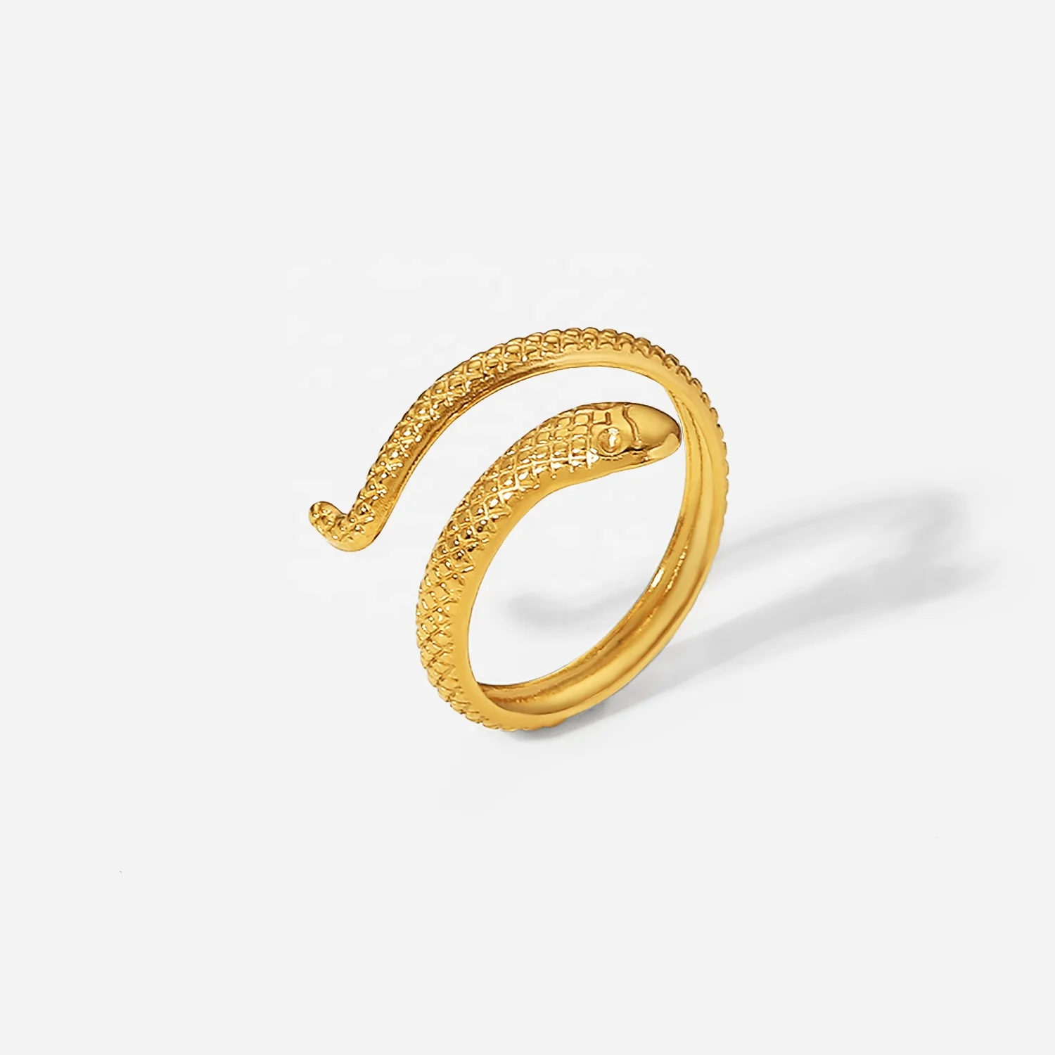 

Vintage 18K Gold Plated Stainless Steel Snake Shape Adjustable Finger Rings For Women Party Jewelry