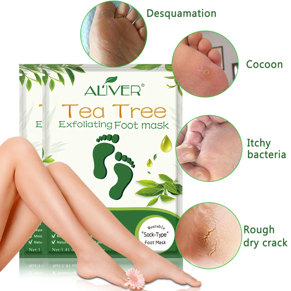 

Aliver Natural Herbal Foot Skin Care Moisturizing Exfoliating Peeling Off Tea Tree Foot Mask