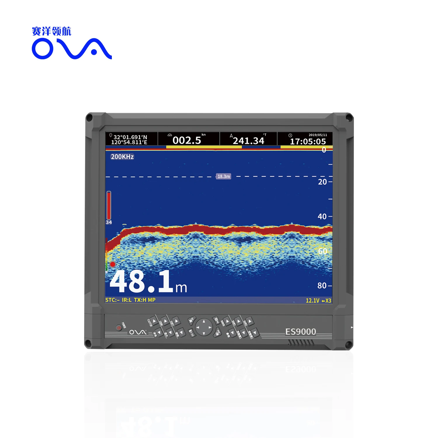 

Boat equipment OVA boat fishing sounder 200khz boat depth sounder 3kw