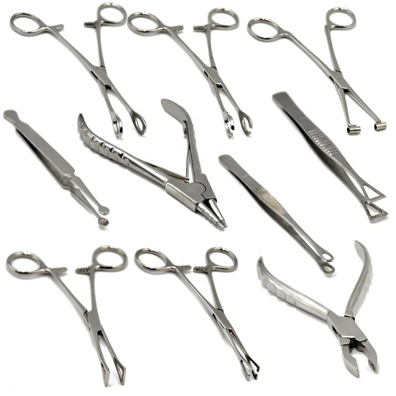 

Surgical Steel Opening Closing Needle Ball Clamp Plier Different Open shape Tweezers Piercing Professional Puncture Tool