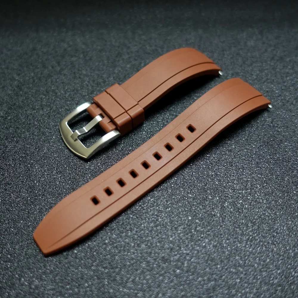 

New Fluorine Rubber Watch Band 20mm 22mm Two Piece FKM Silicone Watch Strap, Black/navy/red/green/brown/orange