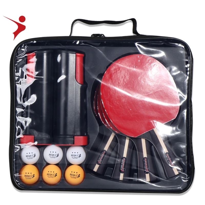 

professional 4 Player table tennis racket with retractable table tennis net set cheap table tennis paddle and ping pong racket