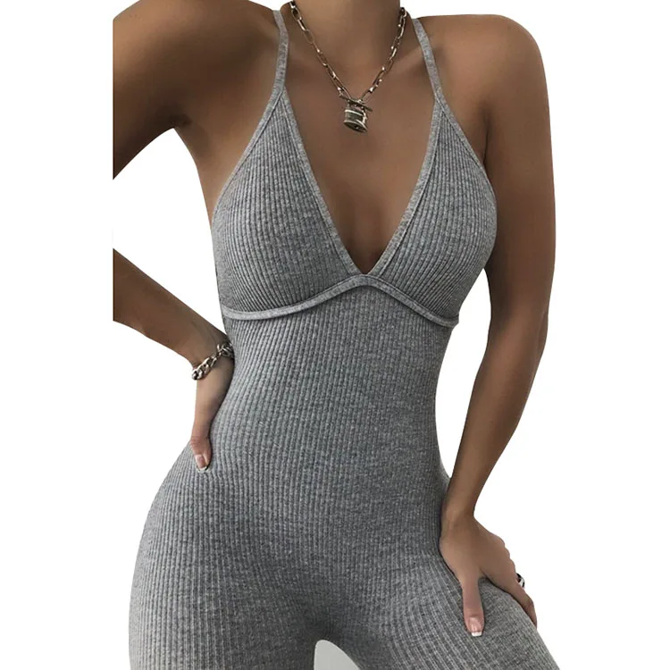 

Sexy Halter Tight One Piece Jumpsuits And Rompers Sleeveless Jumpsuit For Women