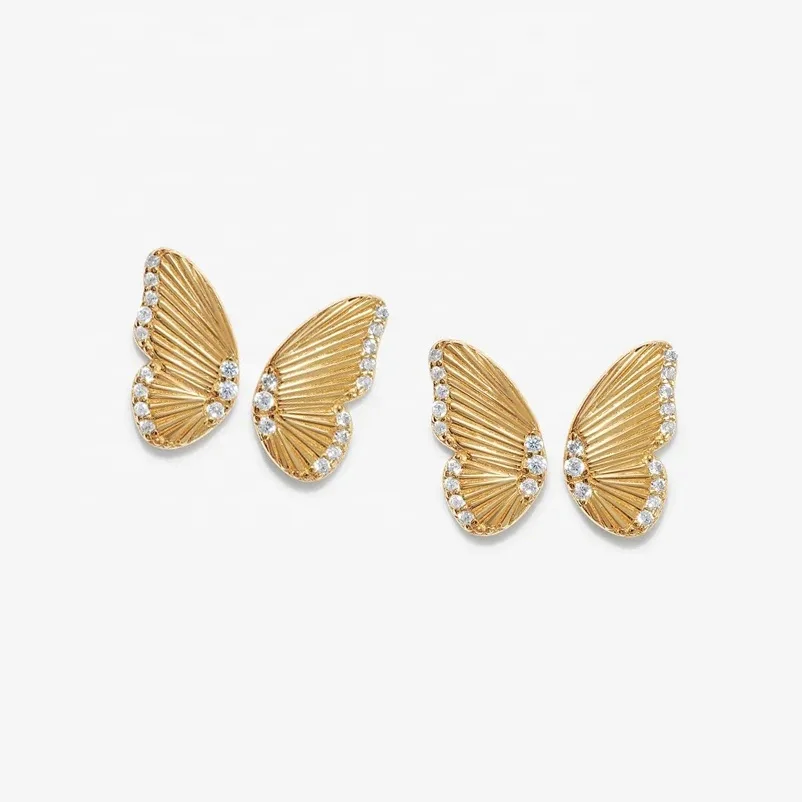 

LOZRUNVE Custom Pave Diamond CZ Fine Butterfly Stud Earring Jewelry Set