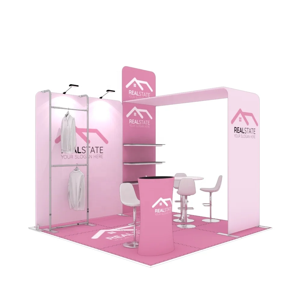 

Advertising Fashion Collapsible Aluminum Frame Tension Fabric Apparel Booth Exhibition 10x10 Portable Clothing Trade Show Booth