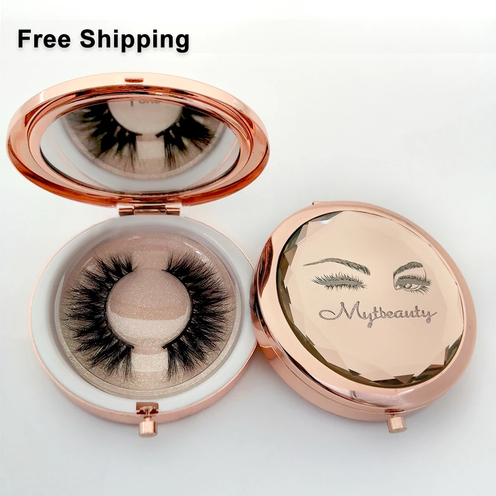 

Mytbeauty Wholesale Luxury Lashes Box Rose Gold Round Empty Eyelashes Case Clear Custom Lash Packaging