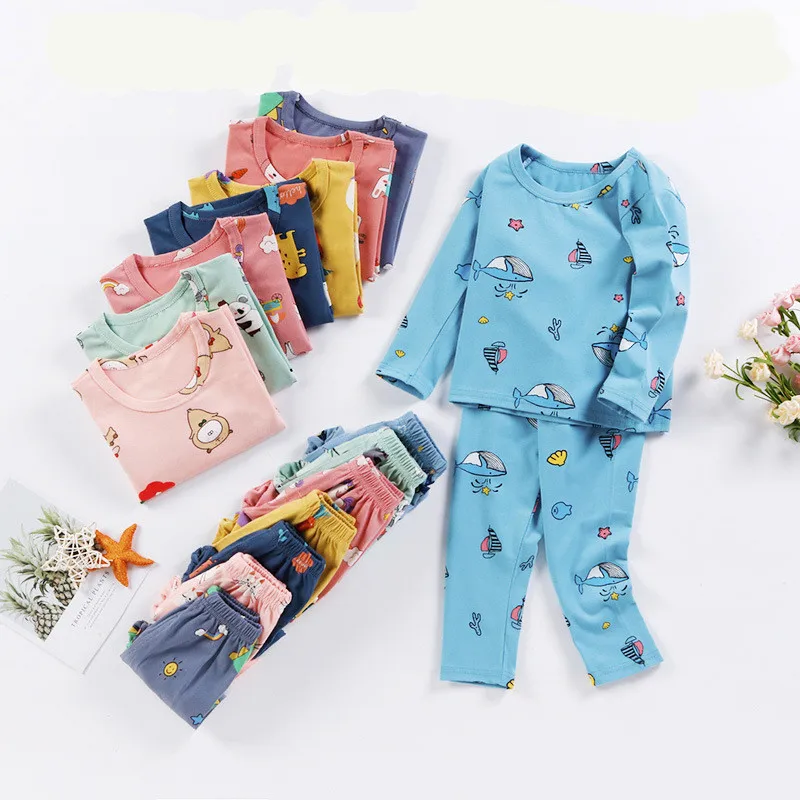 

Four Season Cartoon Kids Pajamas Long Sleeves Top And Pants Good Quality Children Boys&Girls Sleepwear, Picture shows