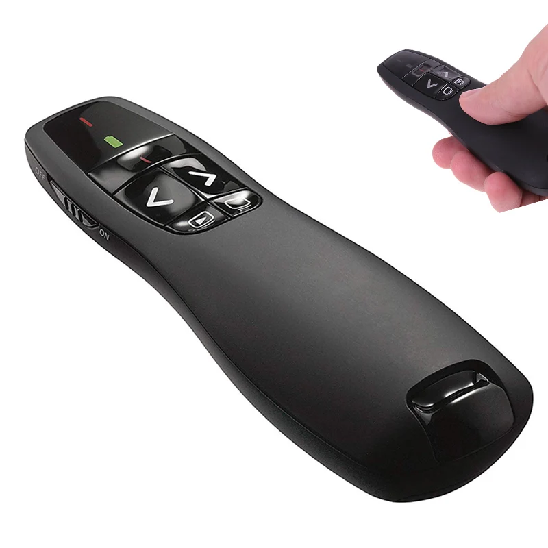 

2.4GHz USB Wireless Presenter PPT Laser Pointer Remote Control for Powerpoint Presentation PPT Clicker R400, Black