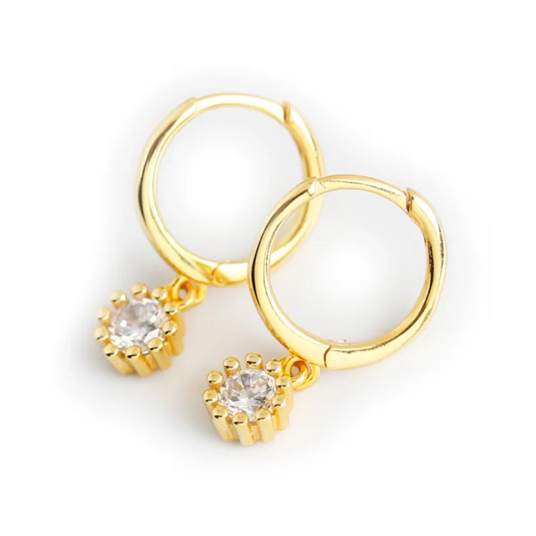 

Trendy summer women jewelry 2021 statement 3a zircon drop 925 sterling silver hoop earrings for gift