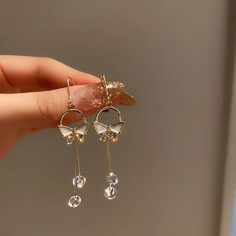 

fashion butterfly drop crystal 2021 summer earrings