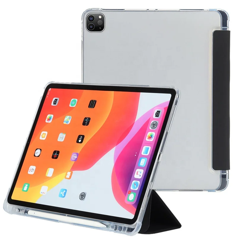 

Shockproof PU leather tablet transparent back cover case for iPad Pro 11 inch 2018 2020 2021