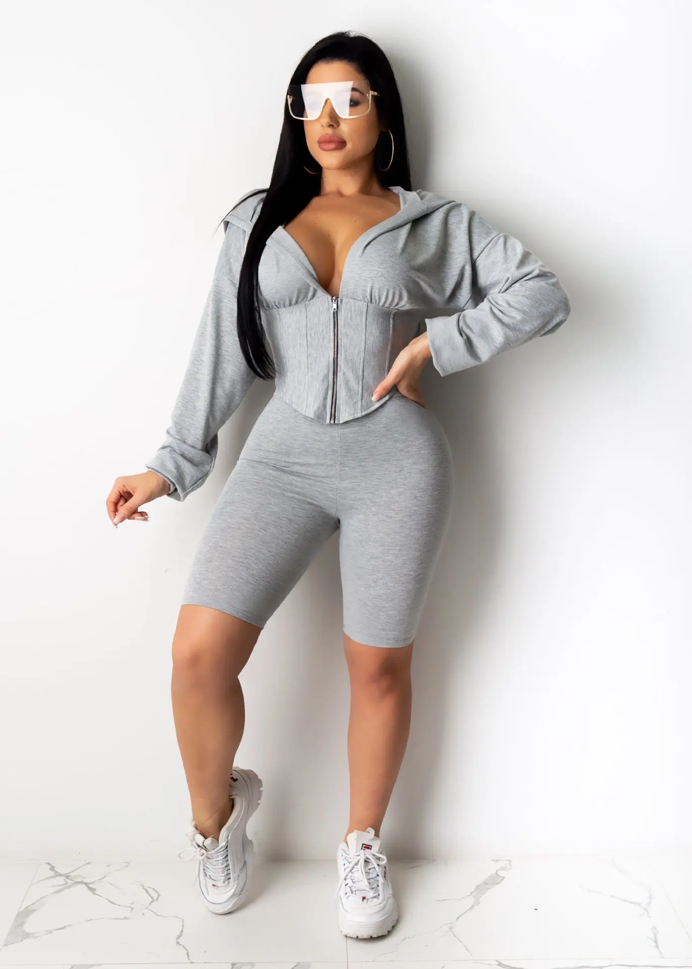 2020 Sportswear Womens Tracksuits Summer Solid Color 2 Pcs Track Suit Outfits Two Piece Set