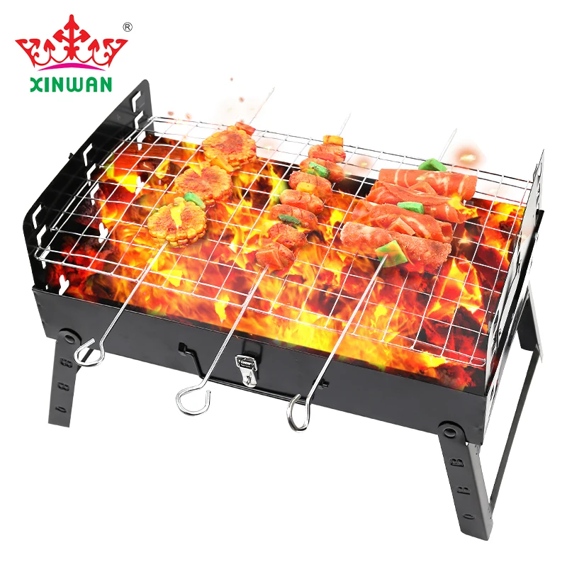 

Portable Barbecue Pinic Grill Professional Charcoal Barbeque Grill Garden Tabletop Charcoal Grill, Black