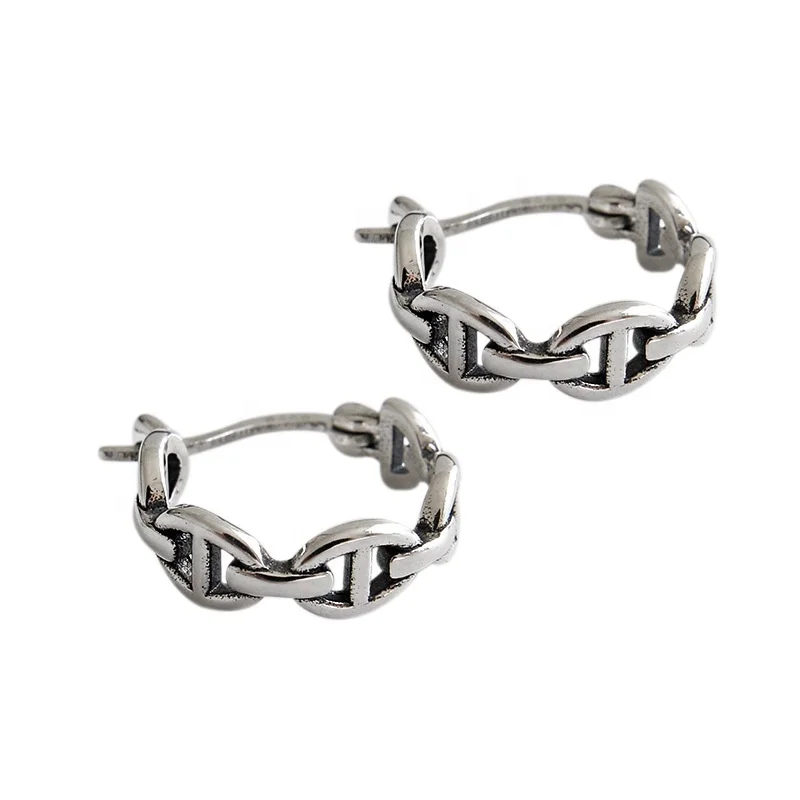 

FSE450 link chain hoop earring 925 silver fashion newest earrings