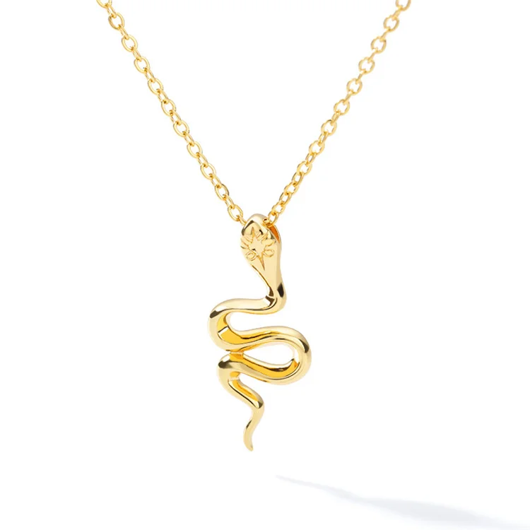 

New Fashion 18k Gold Filled Statement Chain Stainless Steel Jewelry Snake Pendant Necklaces, Silver,gold