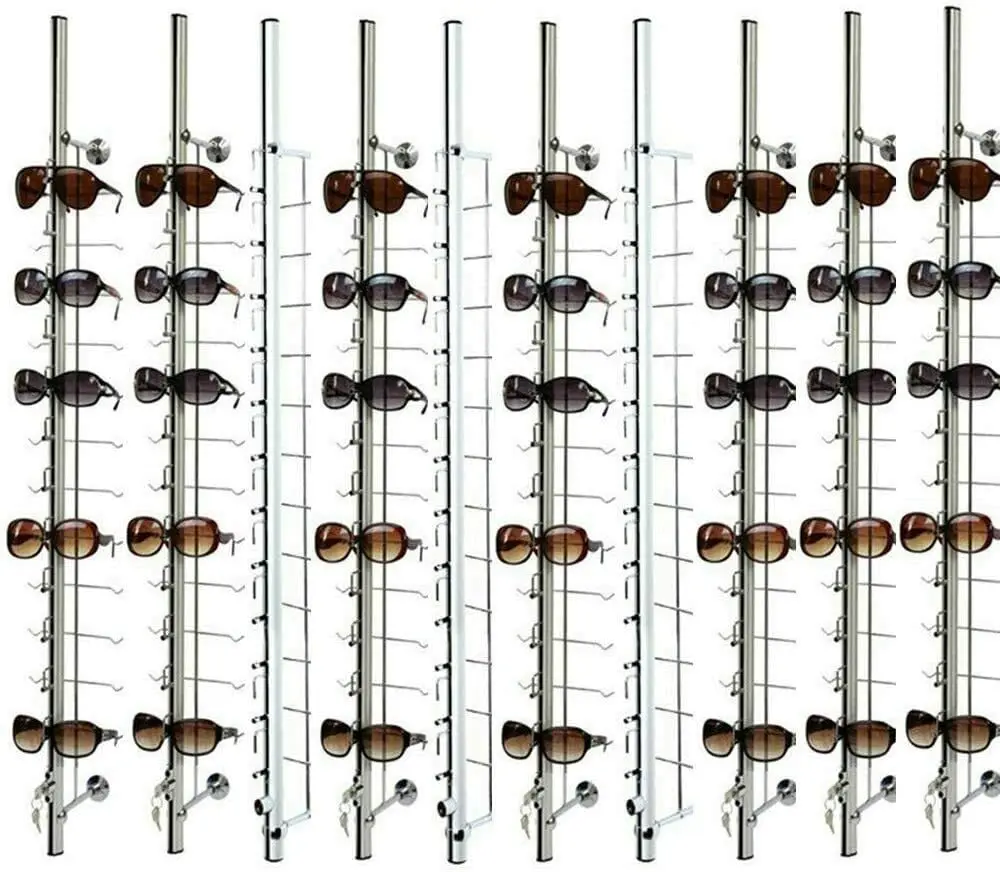 

Wall Mounted Display Stand With Lock Glass Sunglasses Display Stand Rack, Silver