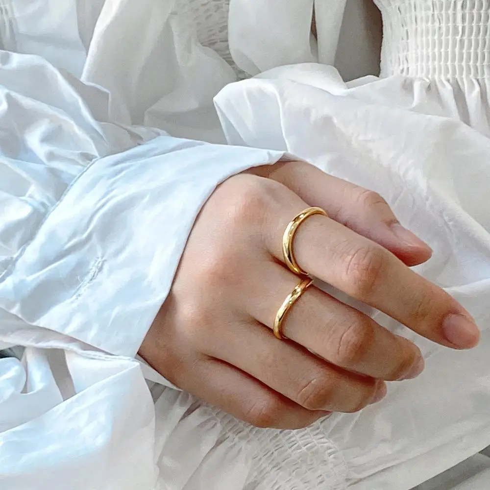 

Simple Classic 925 Sterling Silver Rings Dainty Finger Ring Minimalist 18K Gold Ring For Women