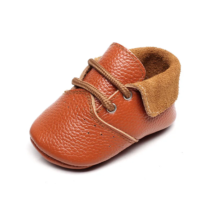 

3LB005 Wholesale amazon new lace-up leather baby shoes American style soft-soled toddler leather boots, 14 colorways