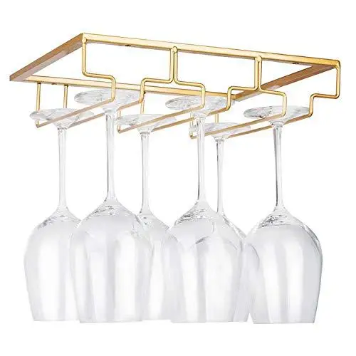 

FF270 Metal Wine Glass Organizer Kitchen Bar Glasses Storage Hanger Under Cabinet Wine Glass Rack, Black/white/glod/bronze