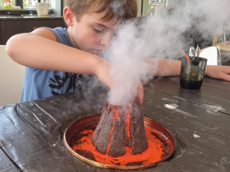 Child safely conducting volcano experiment