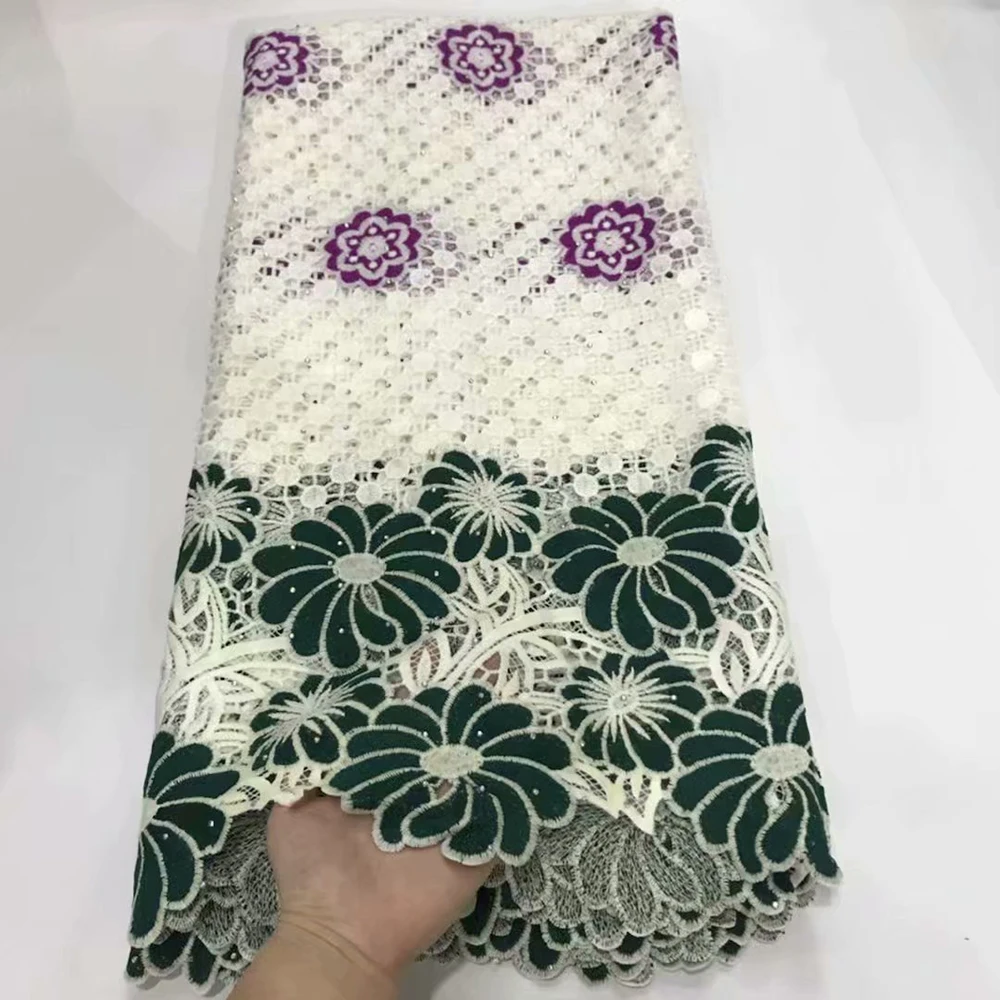 

French New Cord lace fabric with stones Beautiful High Quality Cotton lace fabric for Women Dress, Many colors for choice