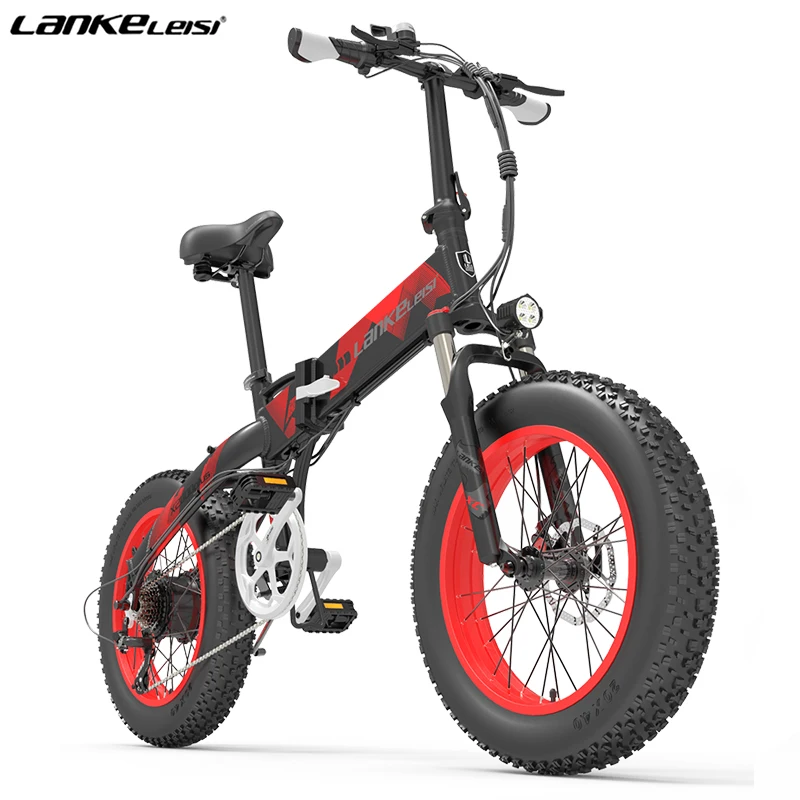 

LANKELEISI X2000PLUS 20 inch folding electric bicycle snow bike 48v10.4ah lithium battery 1000W fat tire electric bike Ebike