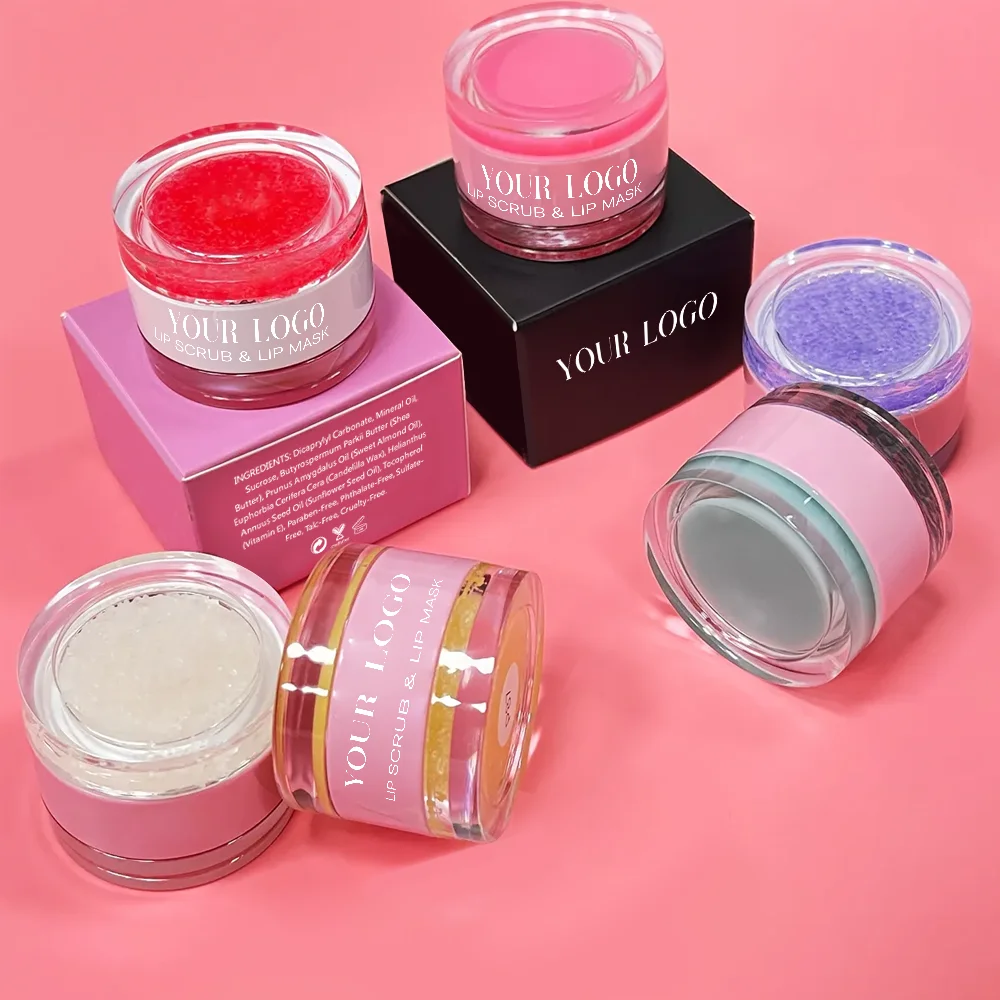 Wholesale Custom logo Long Lasting Moisturizer Cruelty Free Vegan Private Label 2 in 1 Fruit Lip Balm Lip Scrub