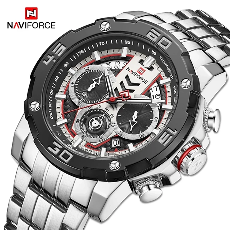 

NEW NAVIFORCE Men's Watches 2020 Luxury Sport Chronograph Military Quartz Wristwatch For Men 24hour Date Steel Band Clock