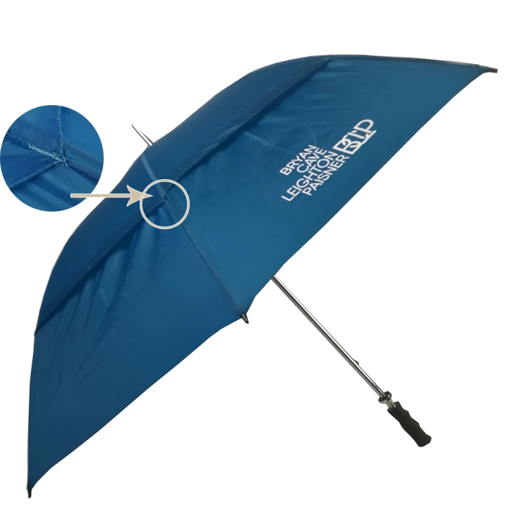 Navy blue air vented golf umbrellas, long shaft 2layer bunnings golf umbrella, View bunnings