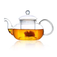 

High Borosilicate glass Tea Pot Set with Infuser Coffee Tea Leaf Herbal 6 Cups and Warmer