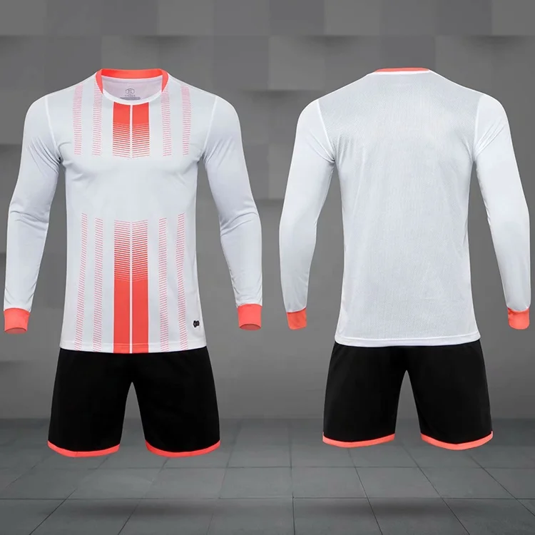 

New design soccer jersey with shorts long sleeve football jerseys custom made logo soccer uniform full sleeve, White,light blue,dark blue,orange