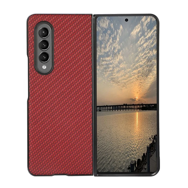 

Business Carbon Fiber Texture Leather Phone Case for Samsung Galaxy Z Fold 2/3 TPU PU Mobile Accessories Case, Multi colors