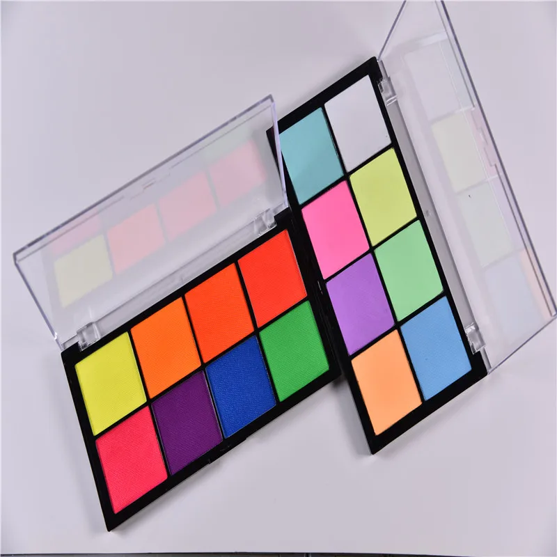 

custom 8 color uv neon face paint palette water activated eyeliner palette private label, 8 colors