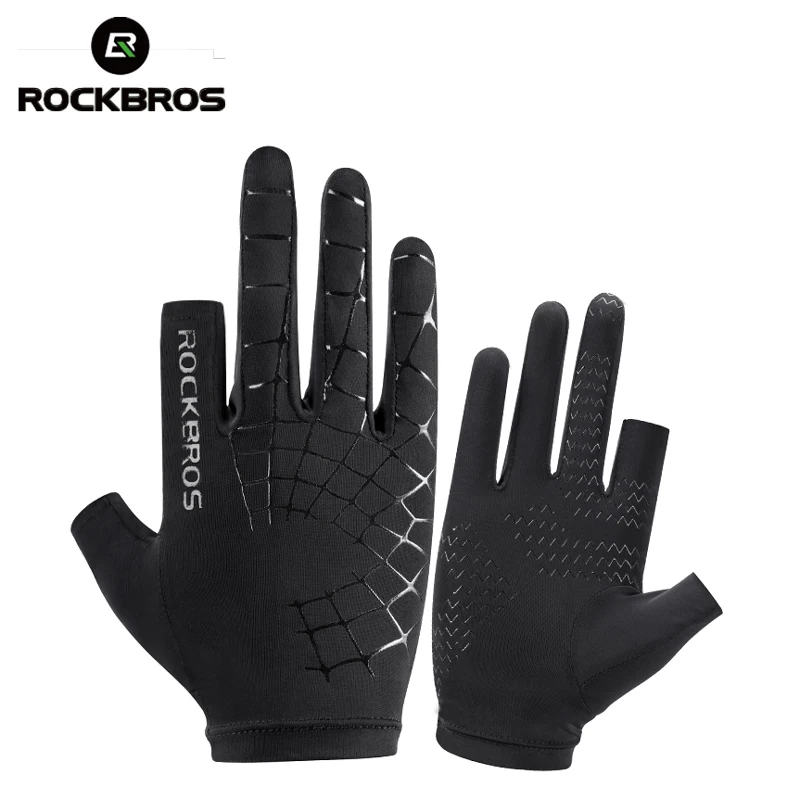 

ROCKBROS Men Women Touch Screen Breathable Anti-slip Elasticity Riding Bicycle Gloves Full Finger Cycling Gloves, Black