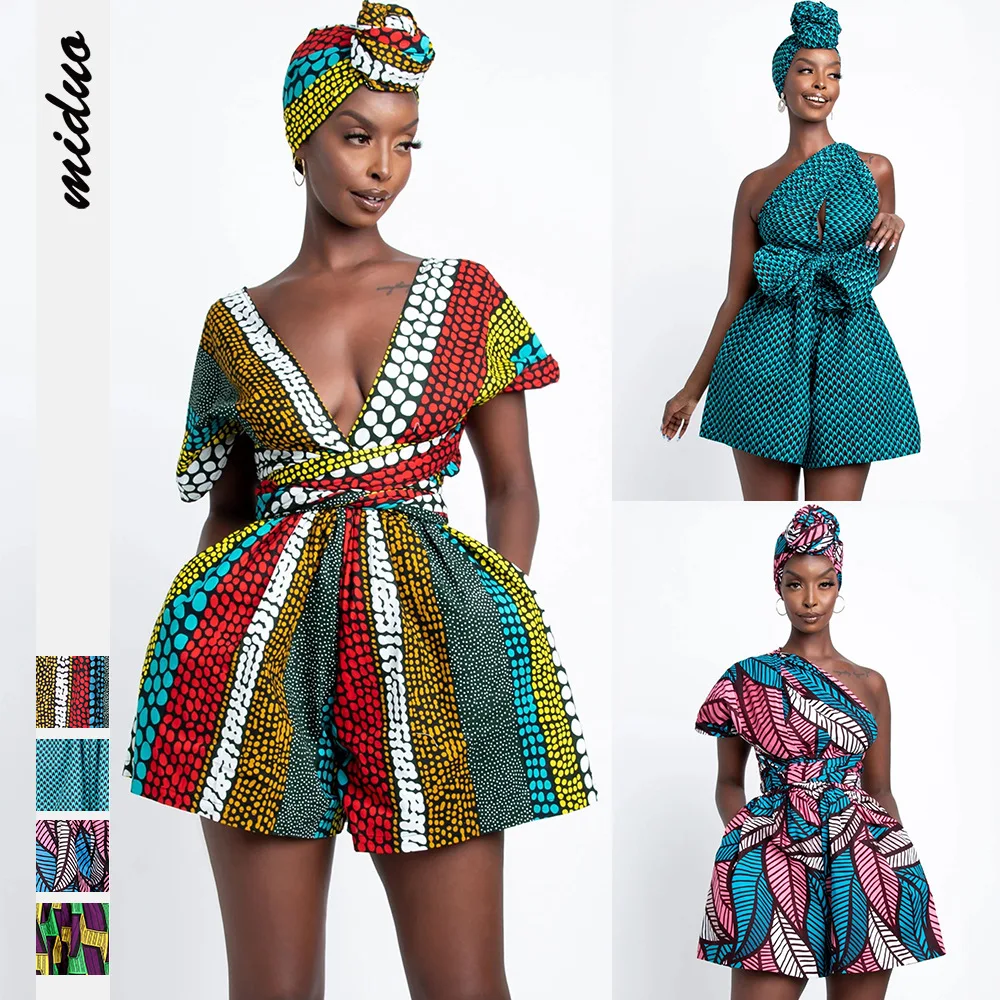 

Sexy Boho African Dress Long Maxi V-Neck Women Multi-Way Dress Pleated Dress Floral Print, As pictures