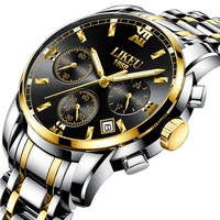 

Liku luminous stainless steel band noble wristwatch men watch waterproof watches for male